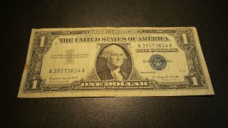 1957 A Silver Certificate Blue Seal Usa $1 One Dollar Currency,  Rare Collect Now photo