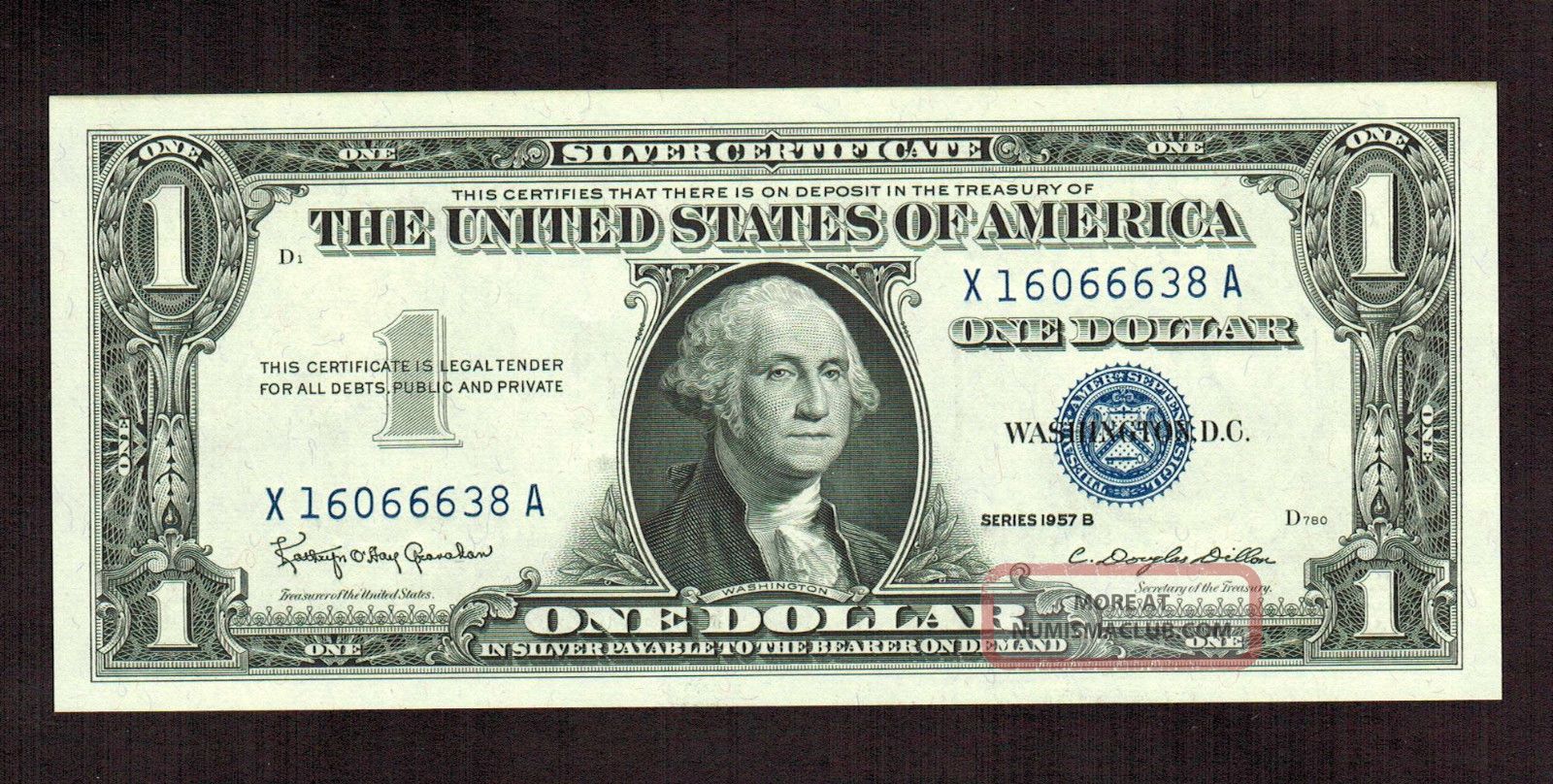 1957b 1 Silver Certificate Choice Uncirculated More