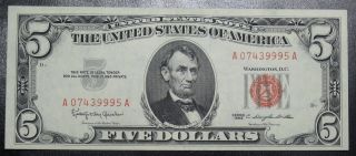 1963 Five Dollar United States Note Grade Gem Cu 9995a Pm5 photo