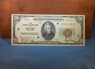 1929 $20 National York,  Ny,  Fine photo