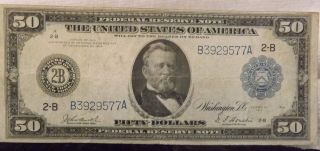 1914 $50 Federal Reserve Note - York - (burke - Houston) - Very Rare photo