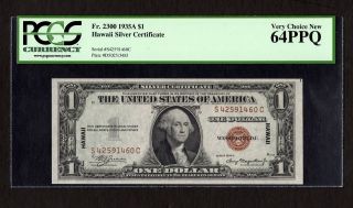 Fr 2300 1935a $1 Hawaii Silver Certificate Pcgs 64ppq (2 Of 2 Consecutive) photo
