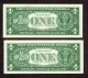 2 Consecutive 1957b $1 Silver Certificate Choice Cu Combined S&h Yj Small Size Notes photo 2