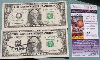 2 Autographed 2009 $1 Bills By Tina Louise Jsa & Dawn Wells From Gilligans Islan photo