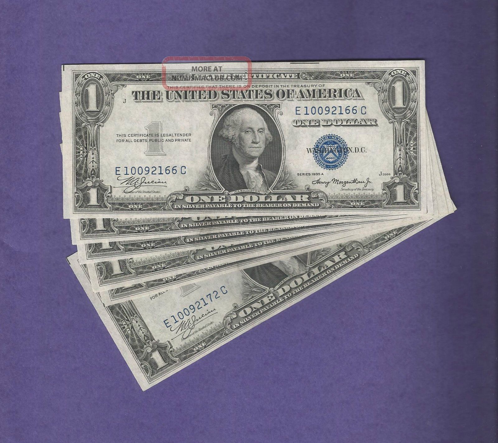 Buy One Note Of 7 Gem Fr 1608 1935a $1 Silver Certificate E10092166c Small Size Notes photo