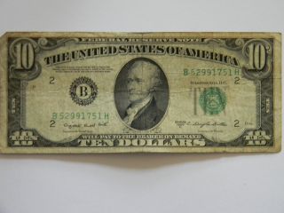 1950c Ten Dollar $10.  00 Federal Reserve B Series Note photo