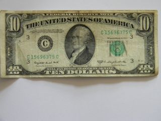 1950c Ten Dollar $10 Federal Reserve C Series Note photo