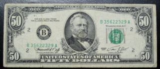 1974 Fifty Dollar Federal Reserve Note York Grading Fine Pin Hole 2329a Pm7 photo