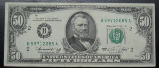 1974 Fifty Dollar Federal Reserve Note York Grading Au 2085a Pm7 photo