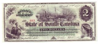 The State Of South Carolina $2 1872 Choice Uncirculated photo