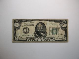 1928 $50 Federal Reserve Note Numbered District 4 Cleveland photo