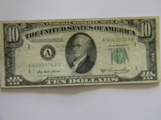 1950a Ten Dollar $10 Federal Reserve A Series Note photo