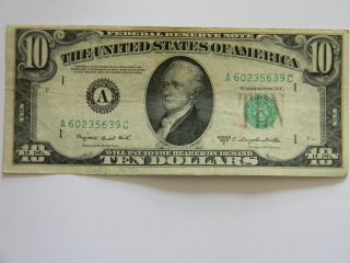 1950c Ten Dollar $10 Federal Reserve A Series Note photo