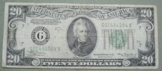 1934 A $20 Dollar Federal Reserve Note Grading Vf Chicago 4984b Pm2 photo