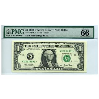 4 Consecutive 2003 $1 Dallas Federal Reserve Star Note Pmg 66 (fr 1929 - K) photo