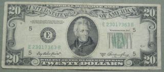1950 A $20 Dollar Federal Reserve Note Grading Vf Richmond 7363b Pm2 photo
