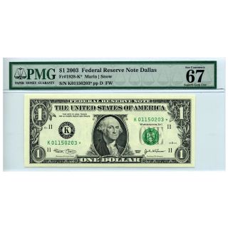 8 Consecutive 2003 $1 Dallas Star Note Pmg 67 (fr 1928 - K) photo