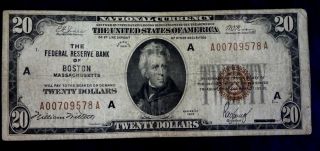 1929 - $20 National Currency Note -,  