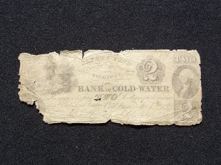 Cold Water Michigan,  Bank Of Cold - Water $2 Rag.  Very Rare photo