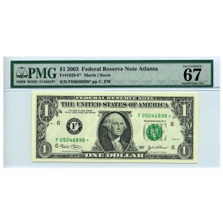 2 Consecutive 2003 $1 Atlanta Star Note (fr 1929 - F) photo