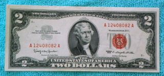 1963 Aa Block $2 Red Seal Note Two Dollar Bill Rs16 photo