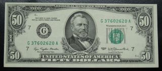 1977 Fifty Dollar Federal Reserve Note Chicago Grading Xf Au 2620a Pm7 photo