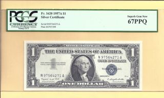 1957 - A $1 Silver Certificate Fr - 1620 N - A Block Pcgs - Gem 67 Ppq 4271 photo