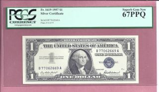 1957 $1 Silver Certificate Fr - 1619 B - A Block Pcgs - Gem 67 Ppq 2669 photo