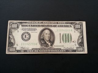 1934 Series Federal Reserve Note $100 One Hundred Dollar Bill Benjamin Franklin photo