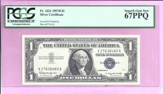 1957 - B $1.  00 Silver Certificate Fr - 1621 V - A Block Pcgs - Gem 67 Ppq 6460 photo