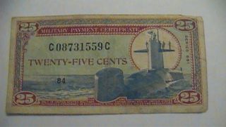 Miliary Payment Certificate 25cents Series 681 Lightly Circulated photo