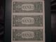 Uncut Sheet Of (3) $1 One Dollar Bills Series 2009,  Real Currency Small Size Notes photo 1