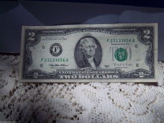 1995 Series Uncirculated 2 Dollar Bill F 23133656a photo