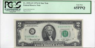 Federal Reserve $2 Series 1976 G Chicago Star Note Pcgs 65 Ppq photo