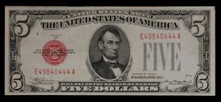 1928 C Julian & Morgenthau Jr.  Five Dollars United States Note $5 Lht Circulated photo