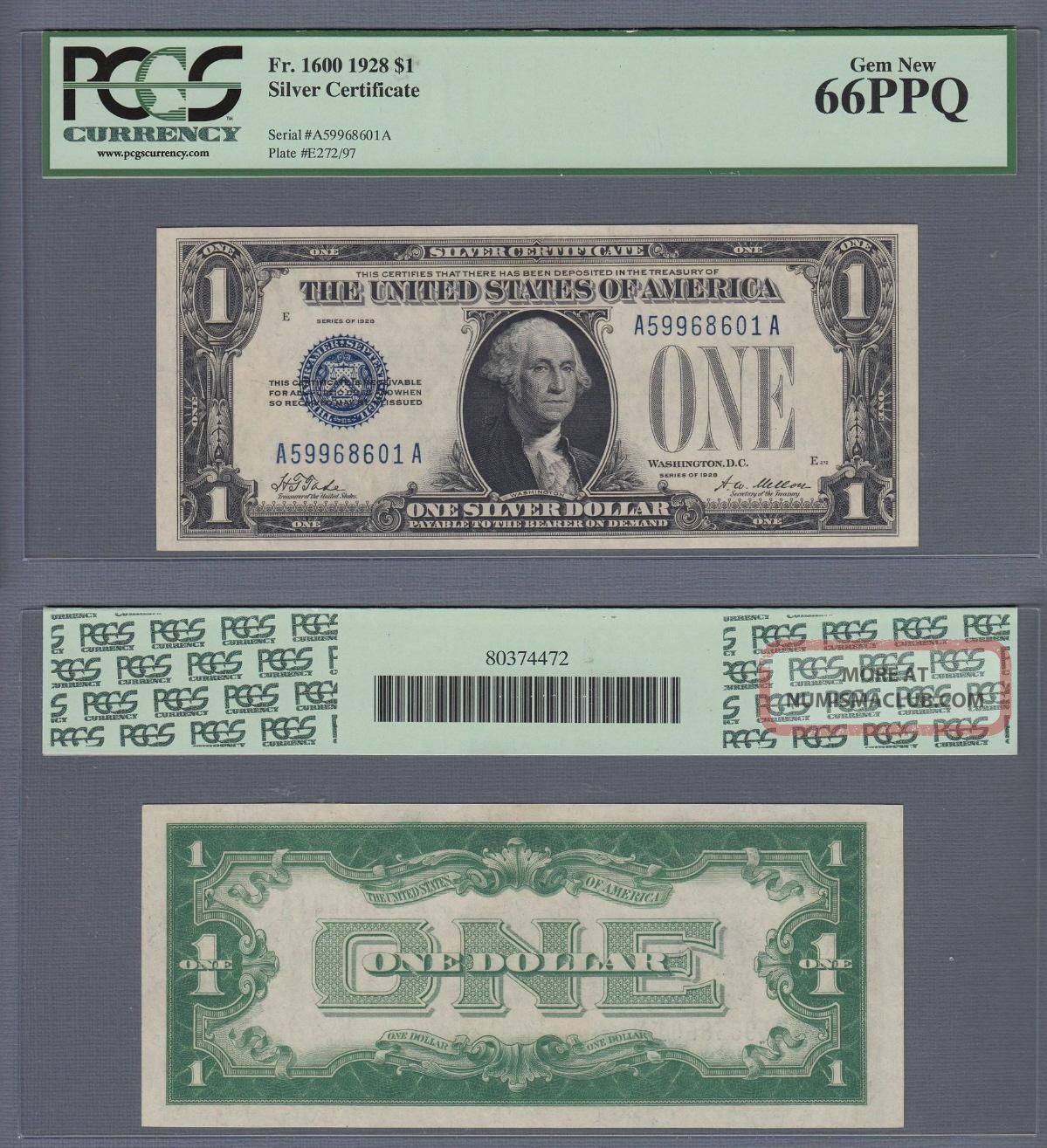 1 Dollar Bill 1928 Funny Back Silver Certificate Note Fr 1600