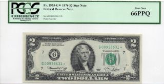 Federal Reserve $2 Series 1976 G Chicago Star Note Pcgs 66 Ppq photo