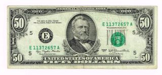 $50 Fifty Dollar Bill,  1977,  Richmond,  Off - Center Printing Error photo