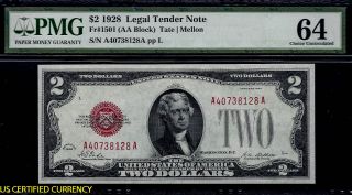 $2 1928 Legal Tender Note Fr.  1501 (aa Block) Pmg 64 photo
