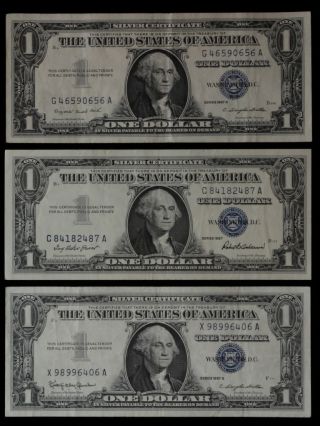 1957 One Dollar Silver Certificate Complete Series Crisp Lightly Circulated Bill photo