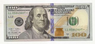 U.  S.  $100 Star Note - Uncirculated - San Francisco photo