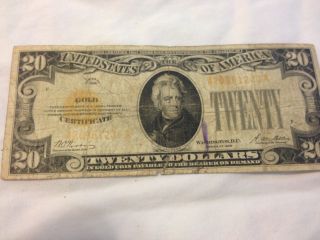 Series Of 1928 $20 Gold Certificate Small Currency Note photo