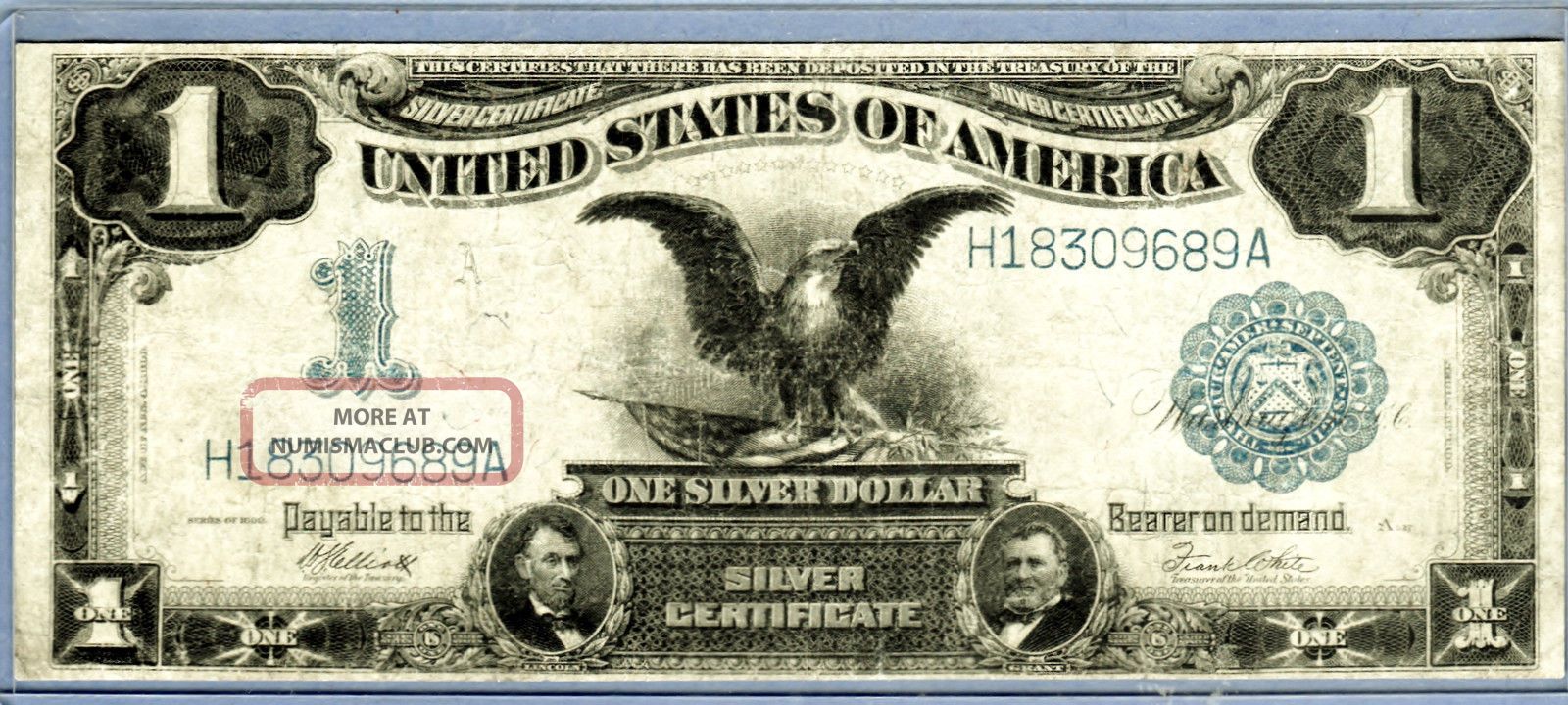 1899 One Dollar $1 Black Eagle Silver Certificate Note Large Bill