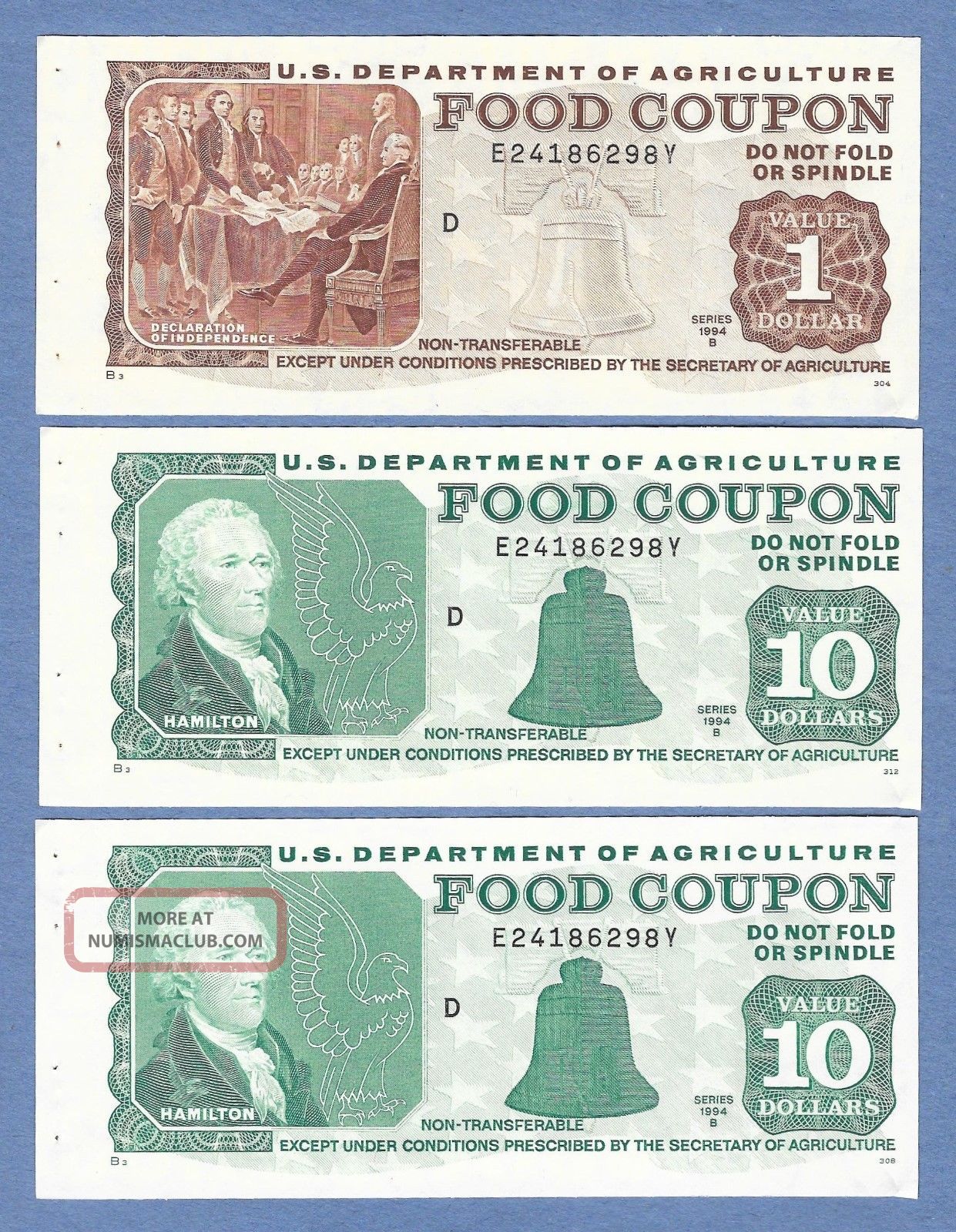 Uncirculated Authentic Food Stamps 1994b 1 10 S No Folds Or