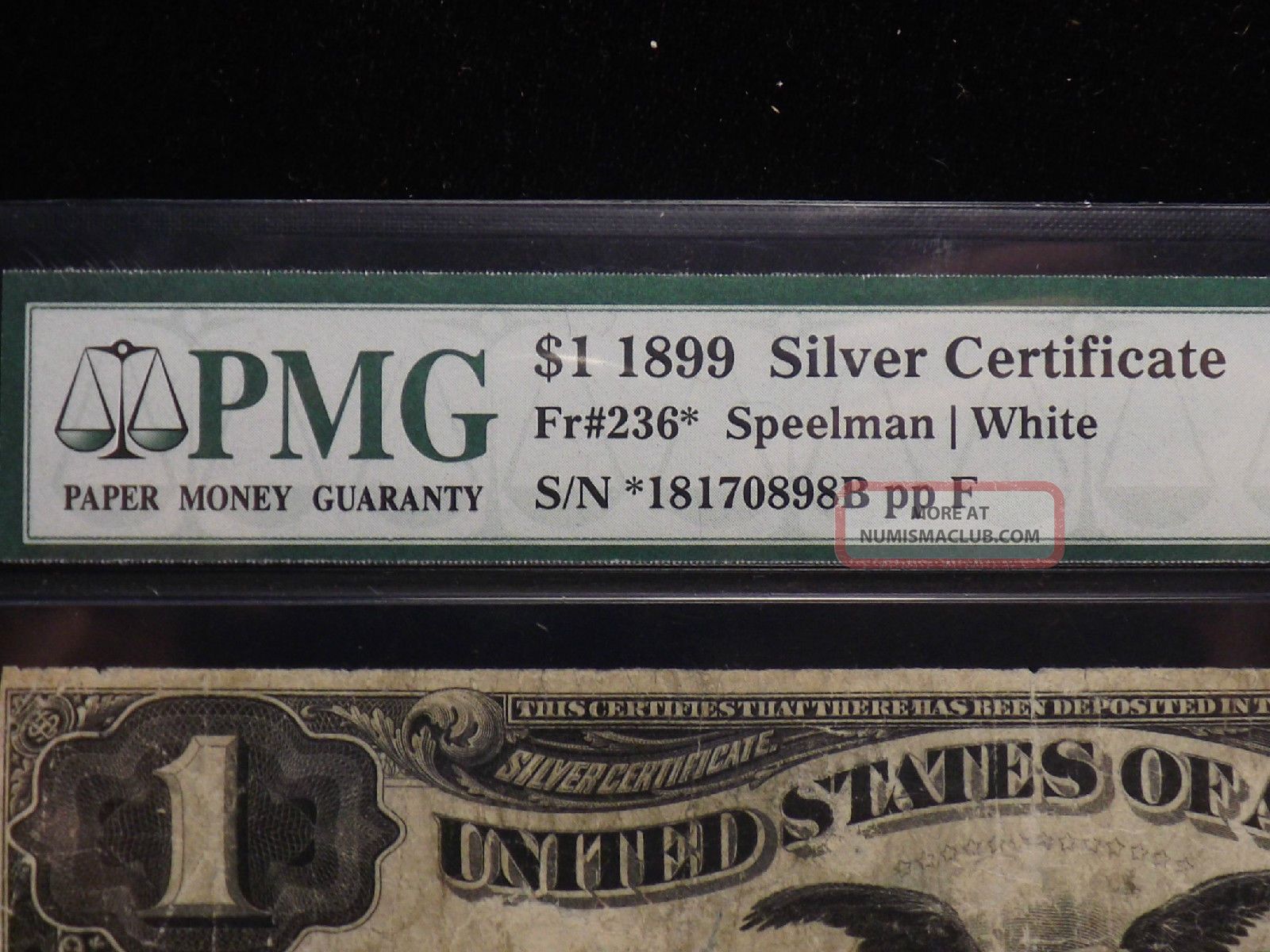 1899 $1 One Dollar Star Black Eagle Silver Certificate Certified Pmg Vg 8