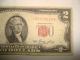 1953 Star Red Seal $2.  00 Bill - United States.  Note - Number 00018639 A Small Size Notes photo 3