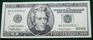 1999 Twenty Dollar Federal Reserve Star Note Grading Gem Cu 0512 Pm8 photo