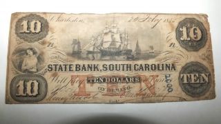Rare South Carolina State Bank 10 Dollar Note 1855 Director ' S & Co. photo