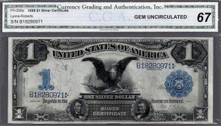 Silver Certificate 1899 $1 Silver Eagle 226a In A Cga Gem 67 All So Pmg photo
