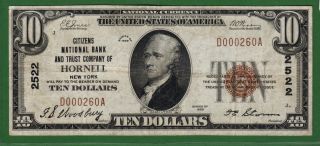 {hornell} $10 Citizens Nb & Trust Co Of Hornell Ny Ch 2522 photo